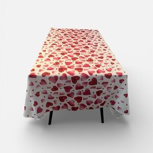 Valentine Heart Patterned Tablecloth in Red and White